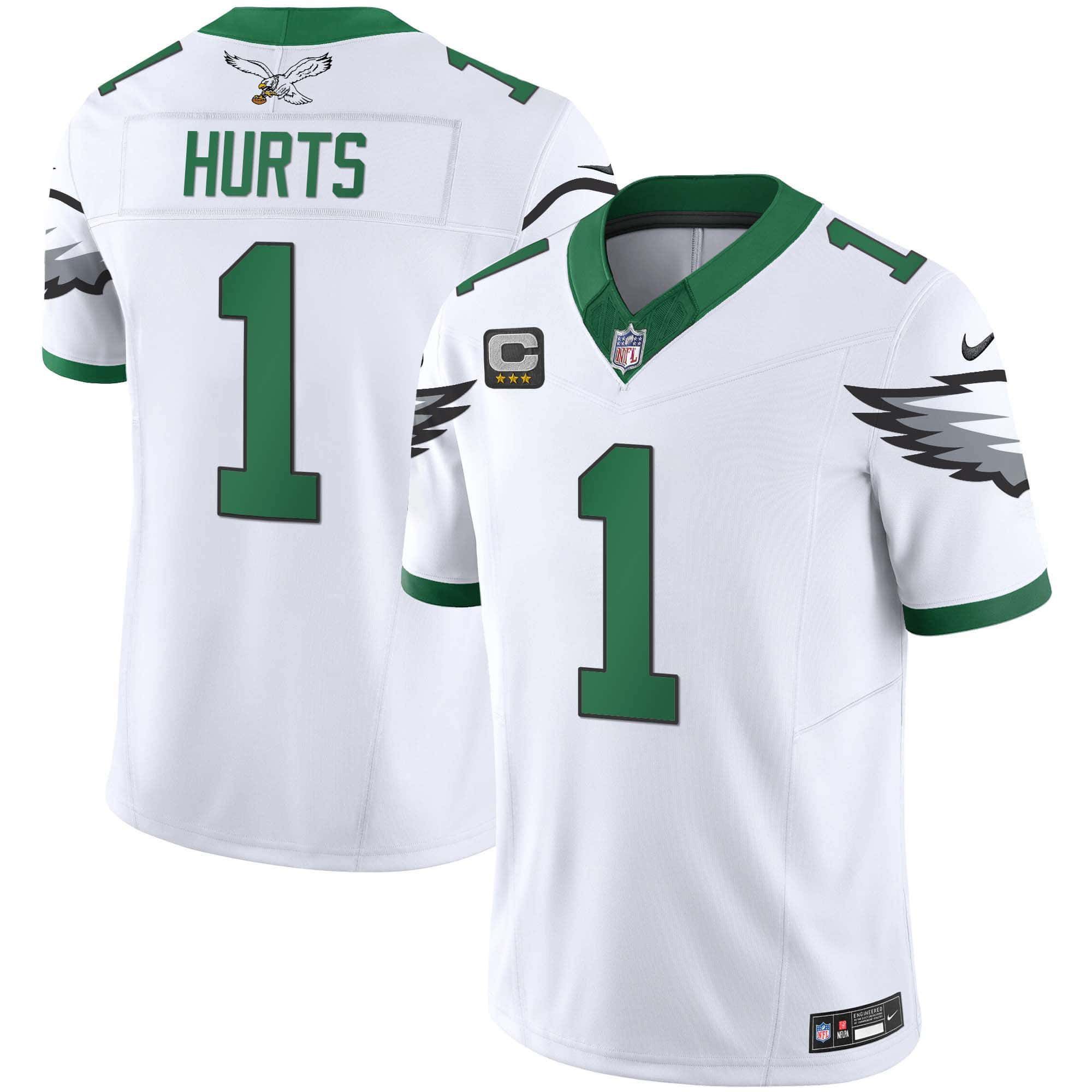 Men Philadelphia Eagles #1 Hurts White 2024 Nike Vapor Limited NFL Jersey
